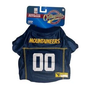West Virginia Mountaineers Dog Football Jersey Large Blue New